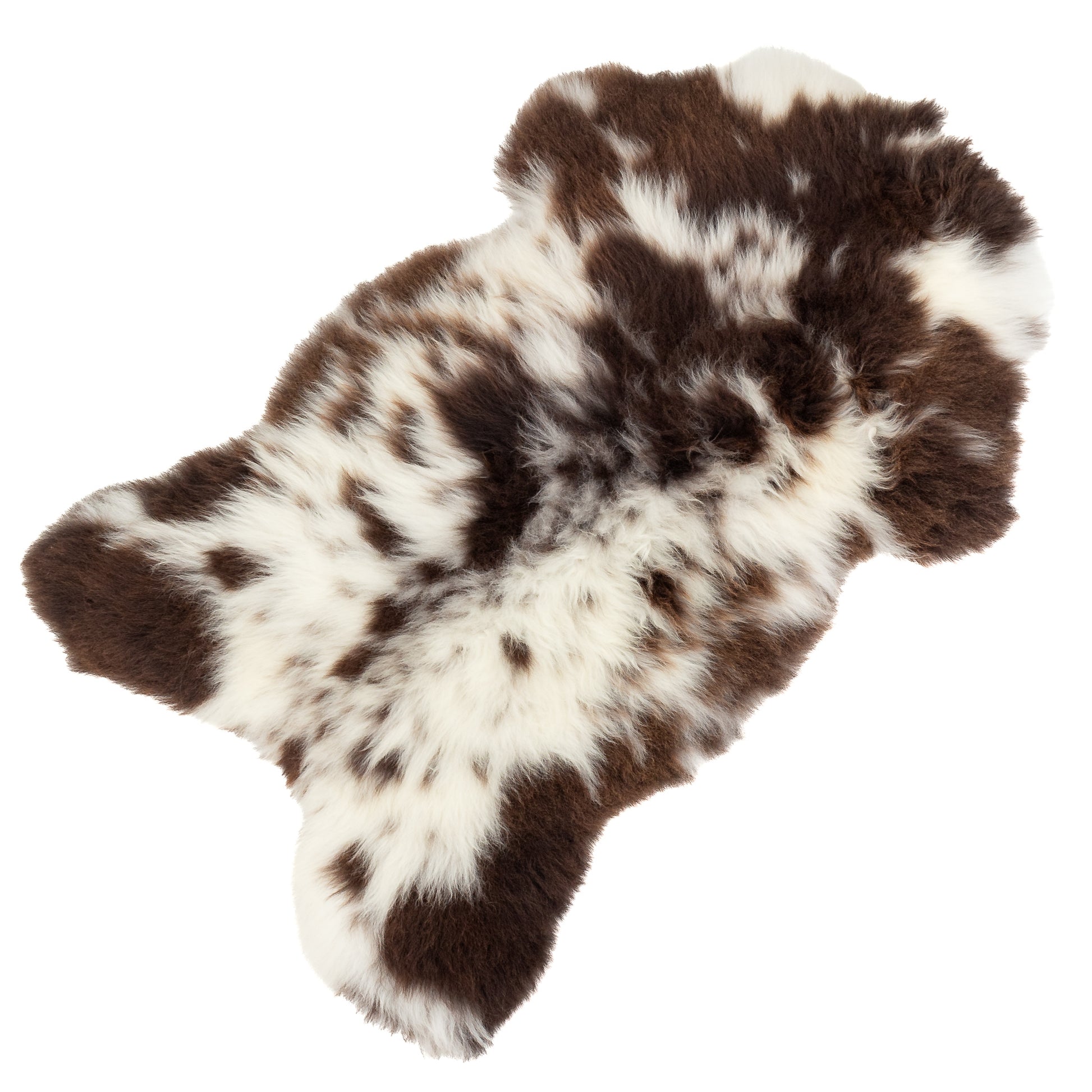 Thick Cushy White and Brown Mixed Spots Sheepskin Rug