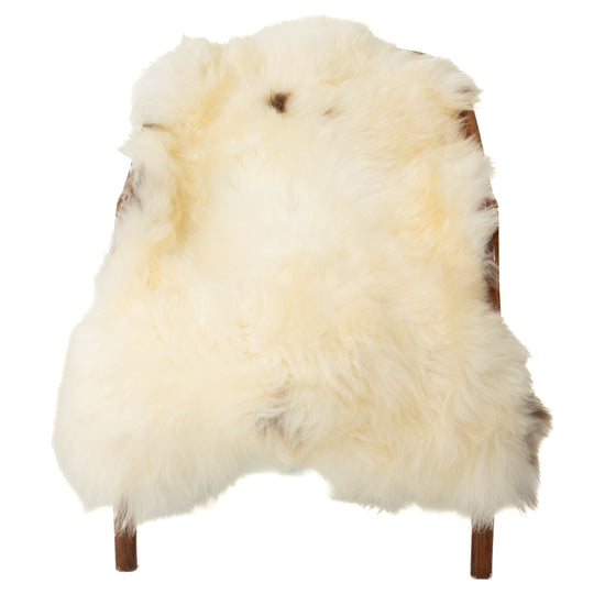 Thick Cushy Ivory White w Some Brown Sheepskin