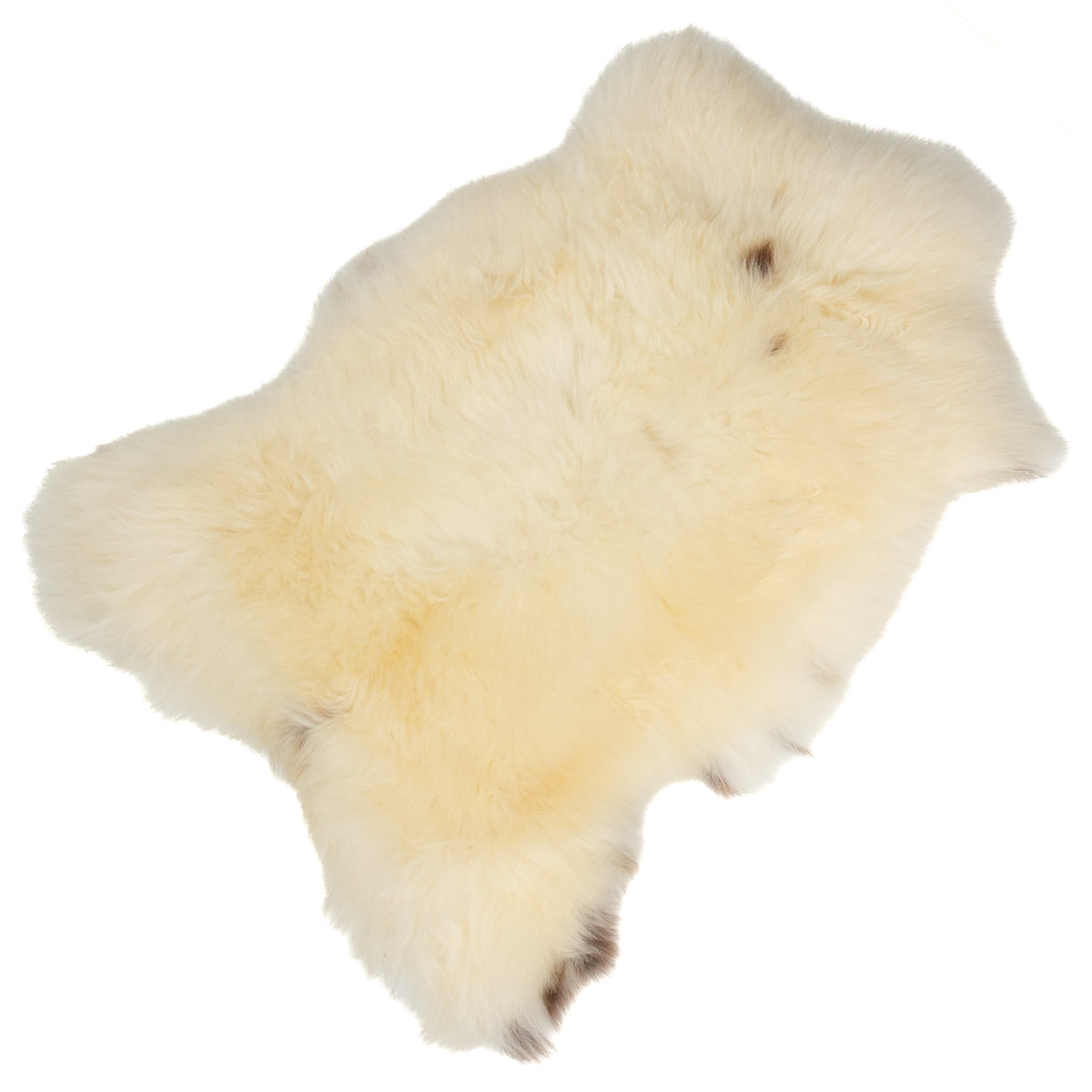 Thick Cushy Ivory White w Some Brown Sheepskin Rug