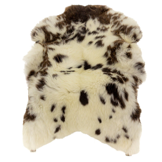Thick Cushy White and Brown Spotted Sheepskin