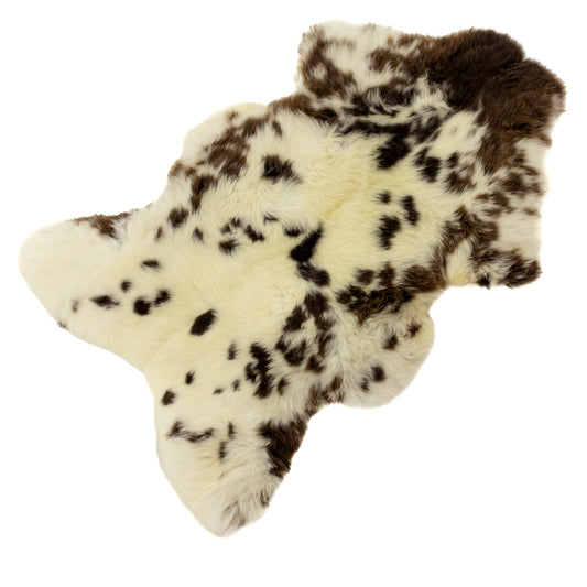 Thick Cushy White and Brown Spotted Sheepskin
