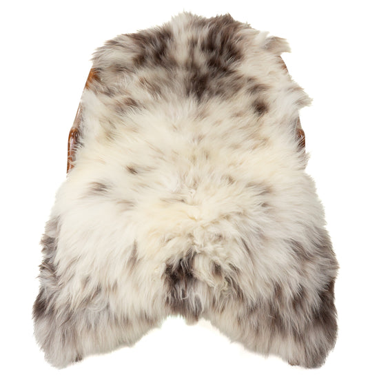 Thick Cushy Ivory White w Dark Brown Mottled Sheepskin