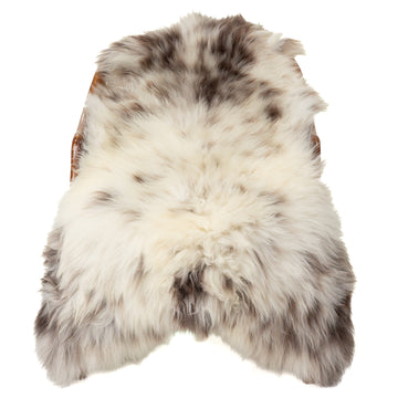 Thick Cushy Ivory White w Dark Brown Mottled Sheepskin