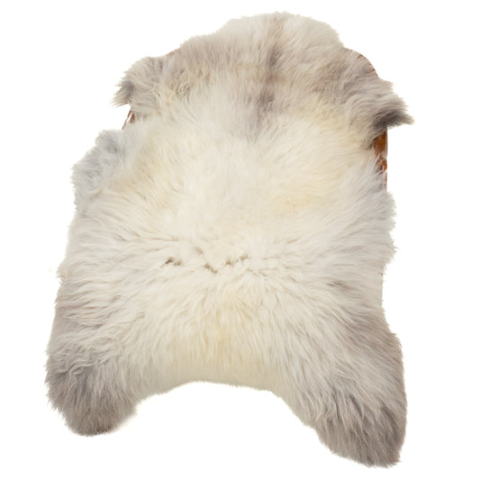 Thick Cushy Ivory White w Gray Sheepskin