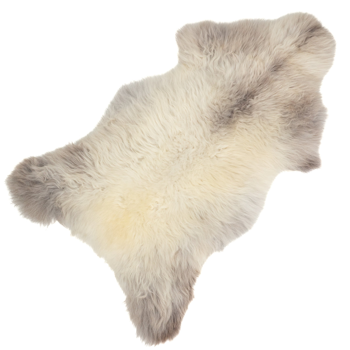 Thick Cushy Ivory White w Gray Sheepskin Rug