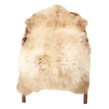Thick Cushy White w Light Brown Mottled Sheepskin