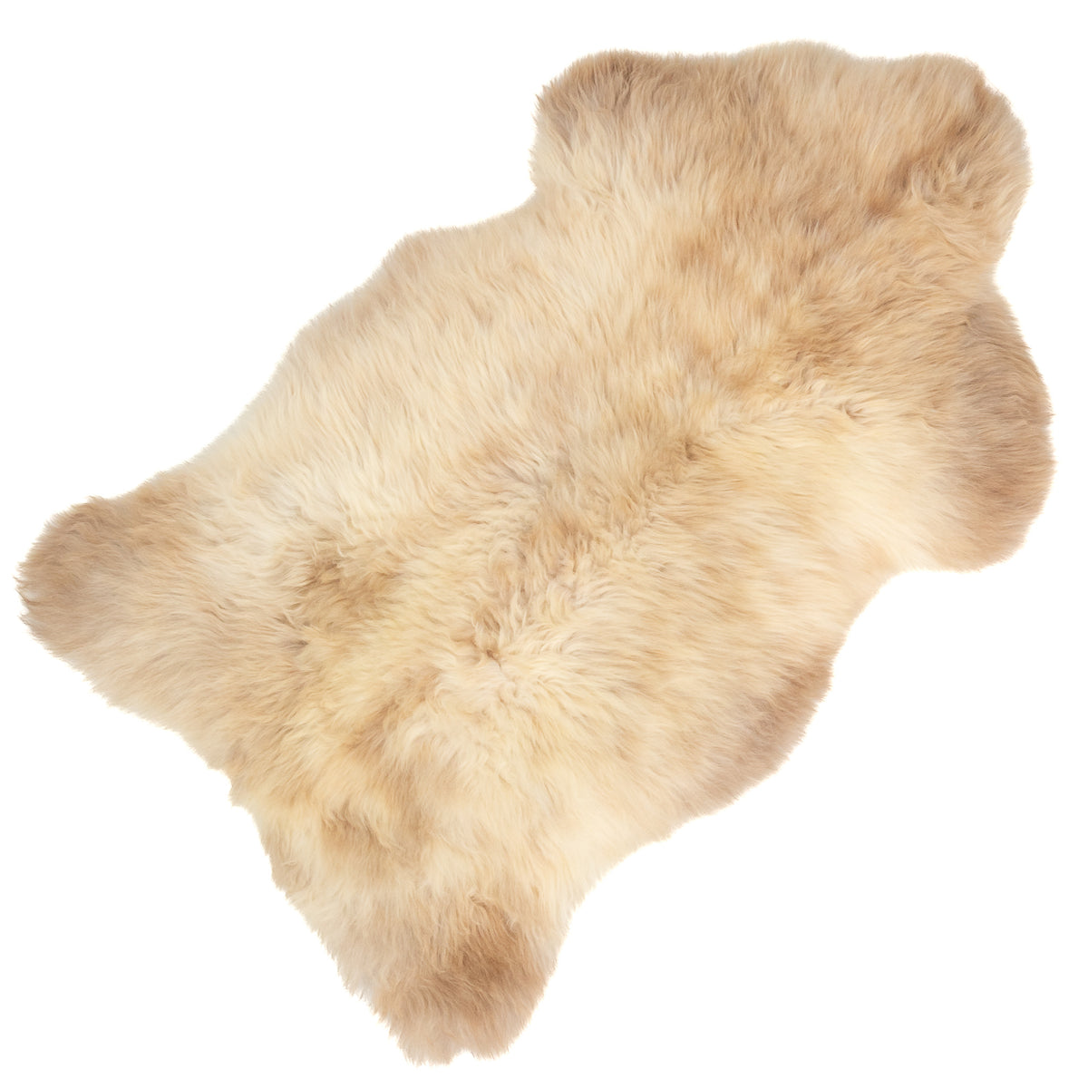 Thick Cushy White w Light Brown Mottled Sheepskin Rug