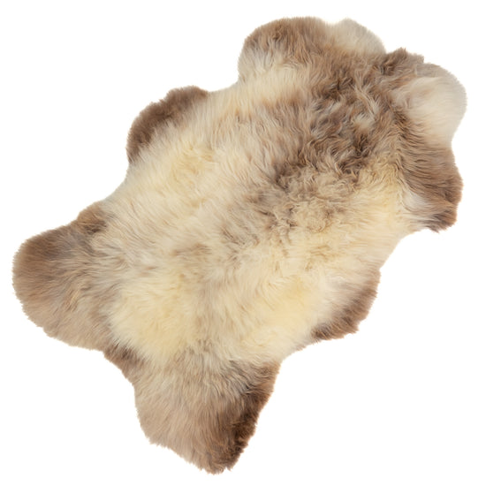 Large Thick Cushy Ivory White w Light Brown Mottled Sheepskin Rug
