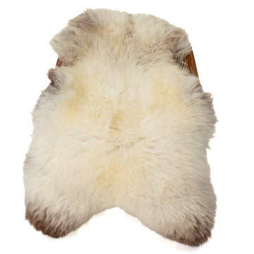 Thick Cushy Ivory White Mottled Sheepskin