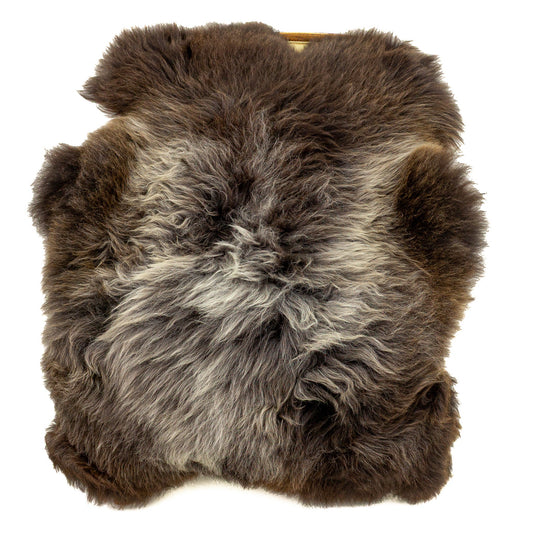 Wide Thick Cushy Dark Brown w Silver Sheepskin