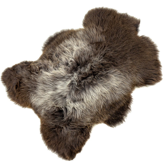 Wide Thick Cushy Dark Brown w Silver Sheepskin