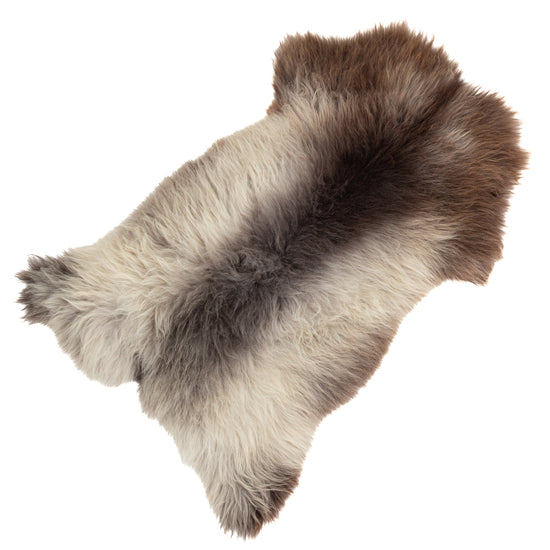 Thick Gray w Brown Mix Sheepskin Rug