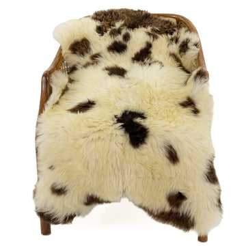 Thick Golden Ivory w Brown Spots Sheepskin