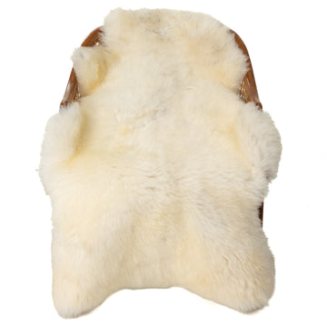 Thick Short Wool Cushy White w Light Mottled Sheepskin