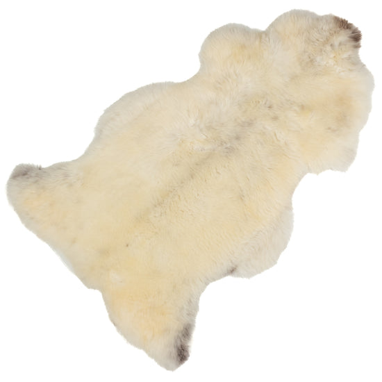 Thick Short Wool Cushy White w Light Mottled Sheepskin Rug