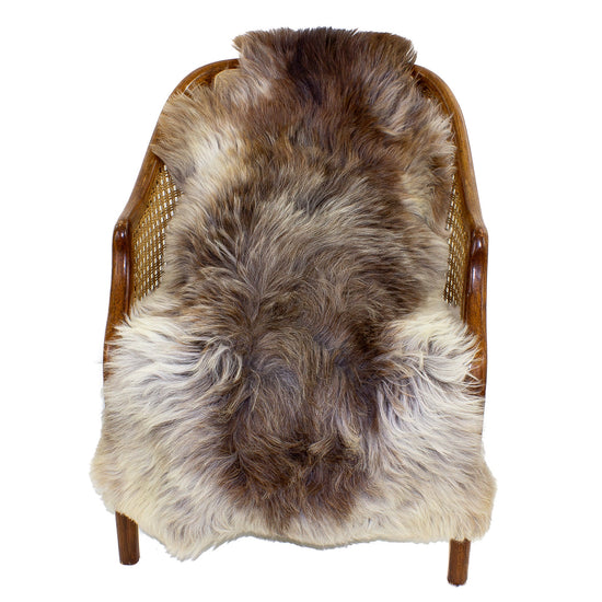 Thick Coarse Wool White w Brown Sheepskin