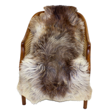 Thick Coarse Wool White w Brown Sheepskin