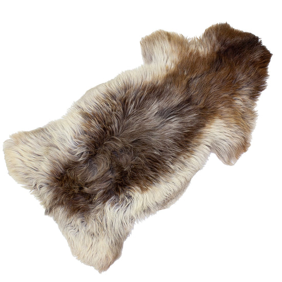 Thick Coarse Wool White w Brown Sheepskin