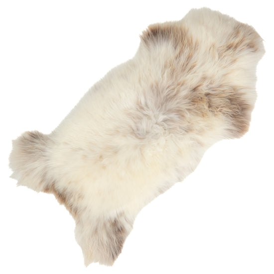 Thick White w Light Brown Mottled Sheepskin Rug