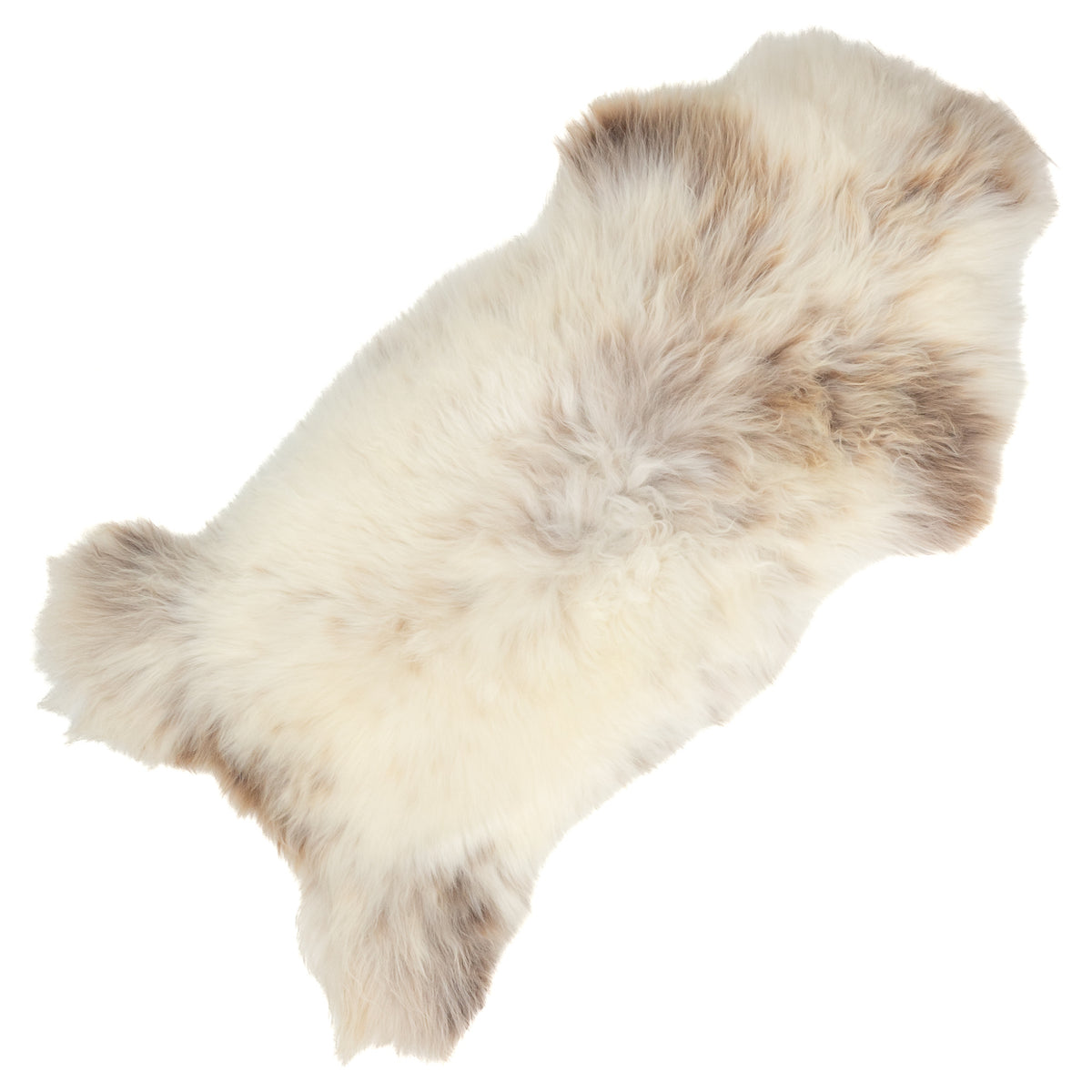 Thick White w Light Brown Mottled Sheepskin Rug