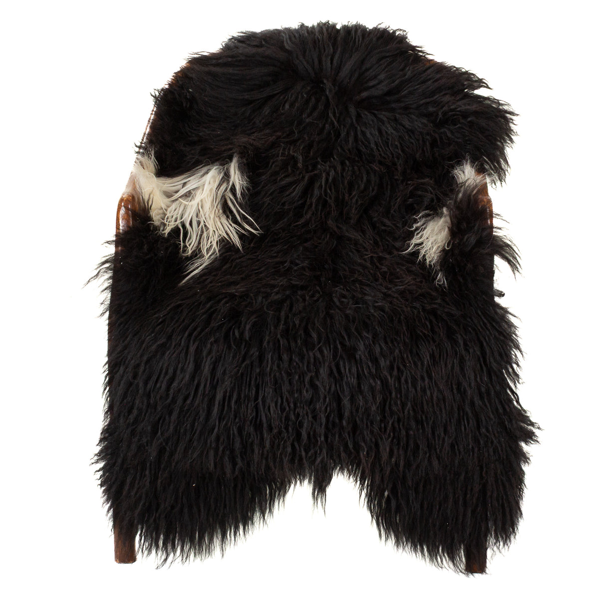 Wavy Black Hair w White Tufts Swedish Sheepskin