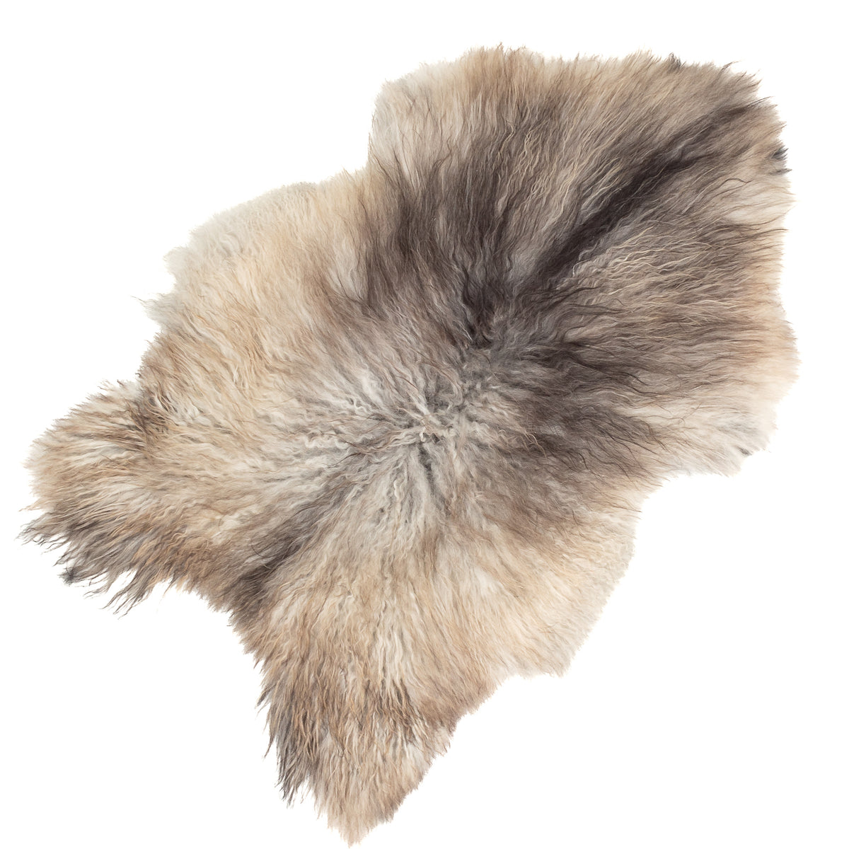 Wavy Hair Mix of Gray and Black Icelandic Sheepskin Rug