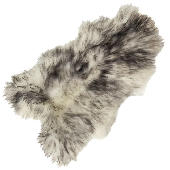 White w Black Dyed Tips Icelandic Sheepskin Rug