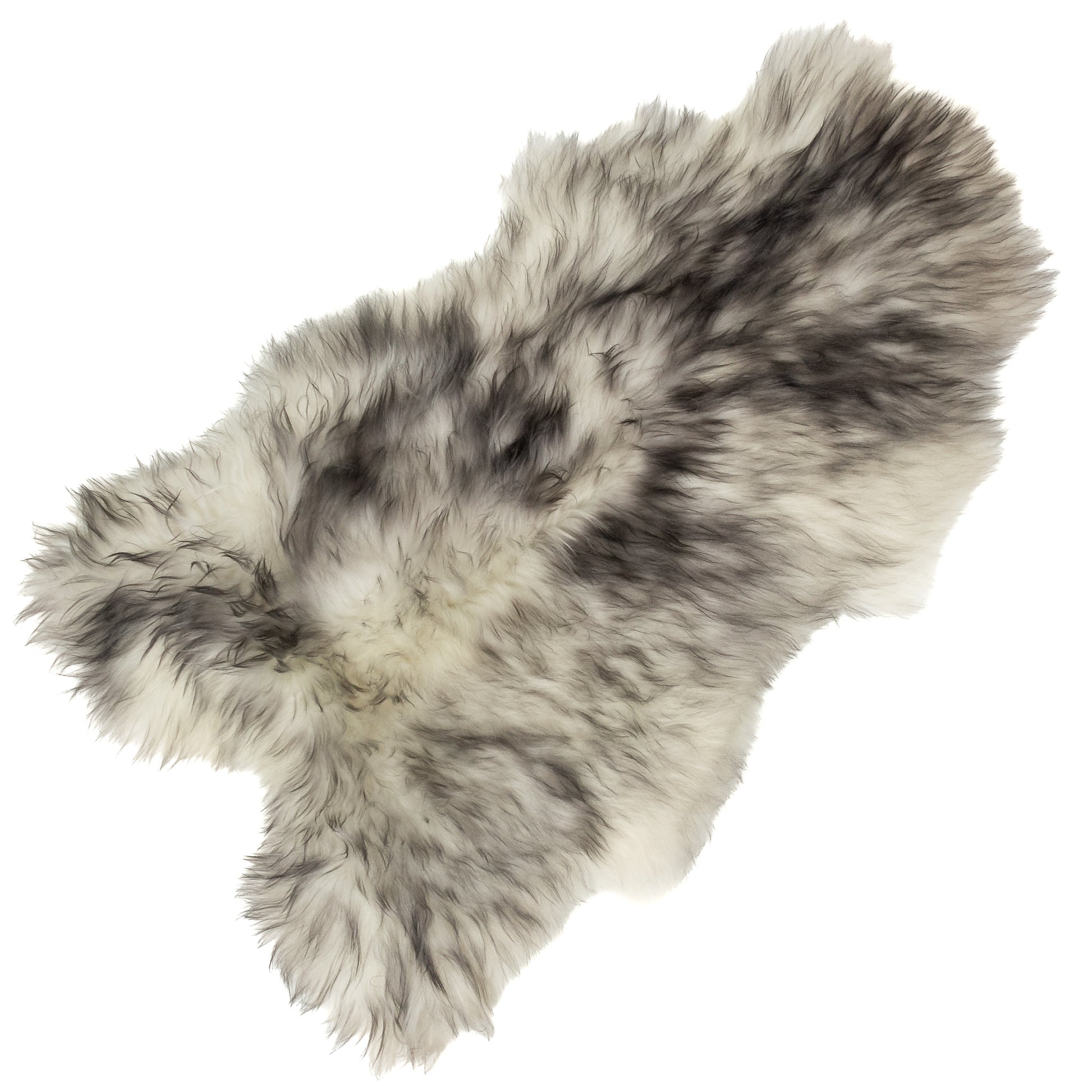 White w Black Dyed Tips Icelandic Sheepskin Rug