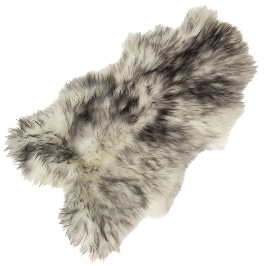 White w Black Dyed Tips Icelandic Sheepskin Rug