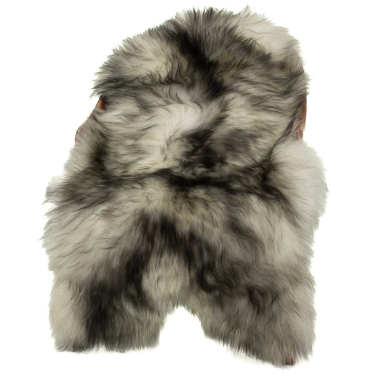 White w Black Dyed Tips Icelandic Sheepskin