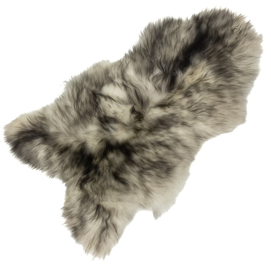White w Black Dyed Tips Icelandic Sheepskin Rug