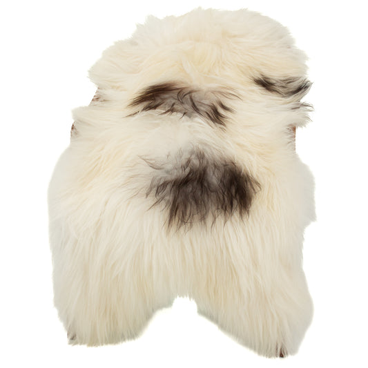 White w Black Gray Spots Icelandic Sheepskin