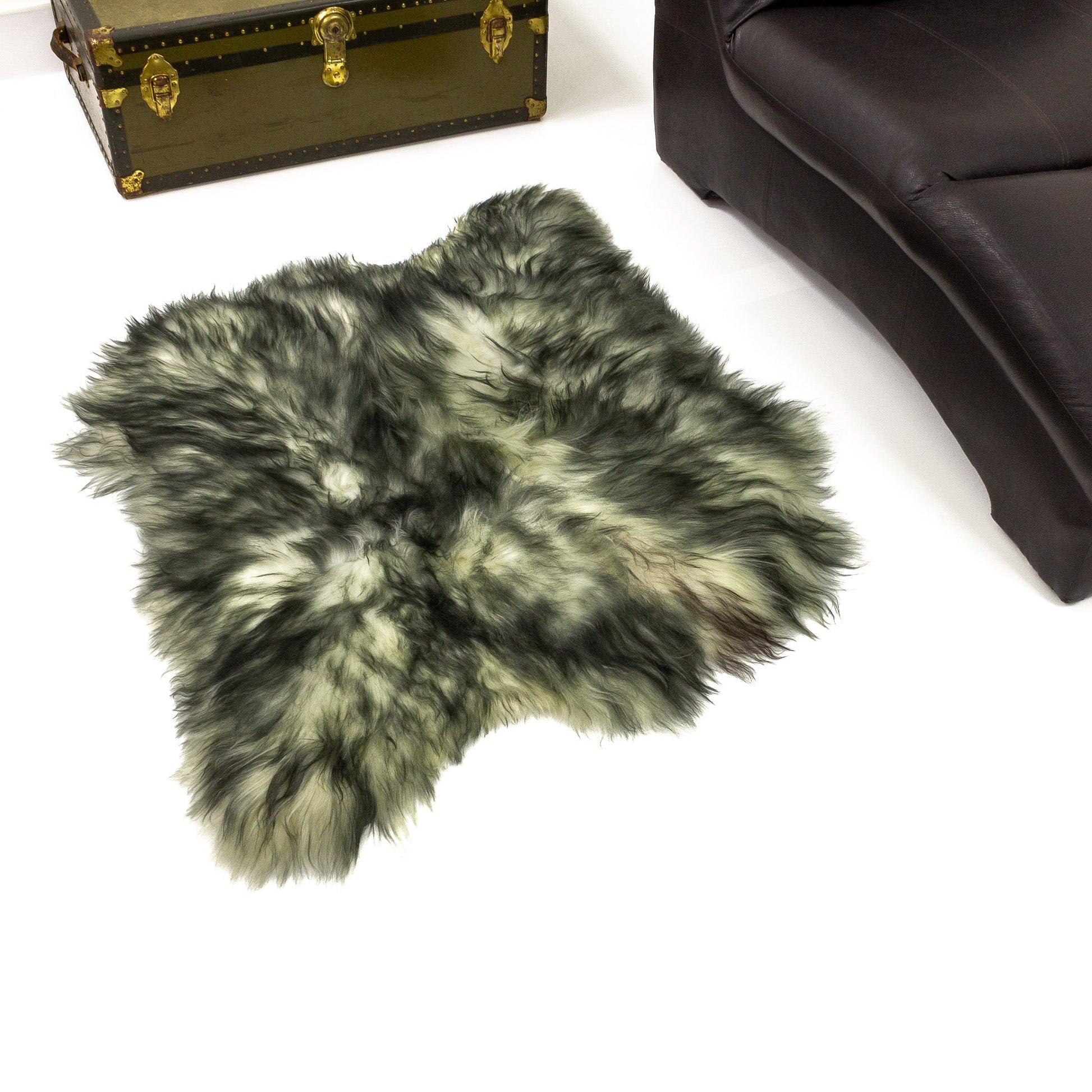 White w Dyed Black Tips Double Side-Side Icelandic Sheepskin