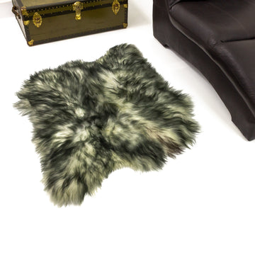 White w Dyed Black Tips Double Side-Side Icelandic Sheepskin