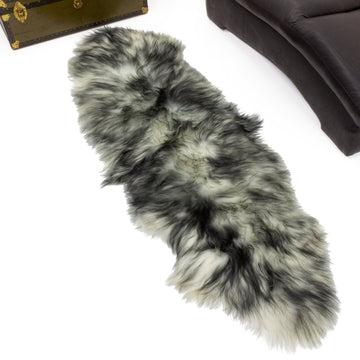 White w Dyed Black Tips Double End-End Icelandic Sheepskin