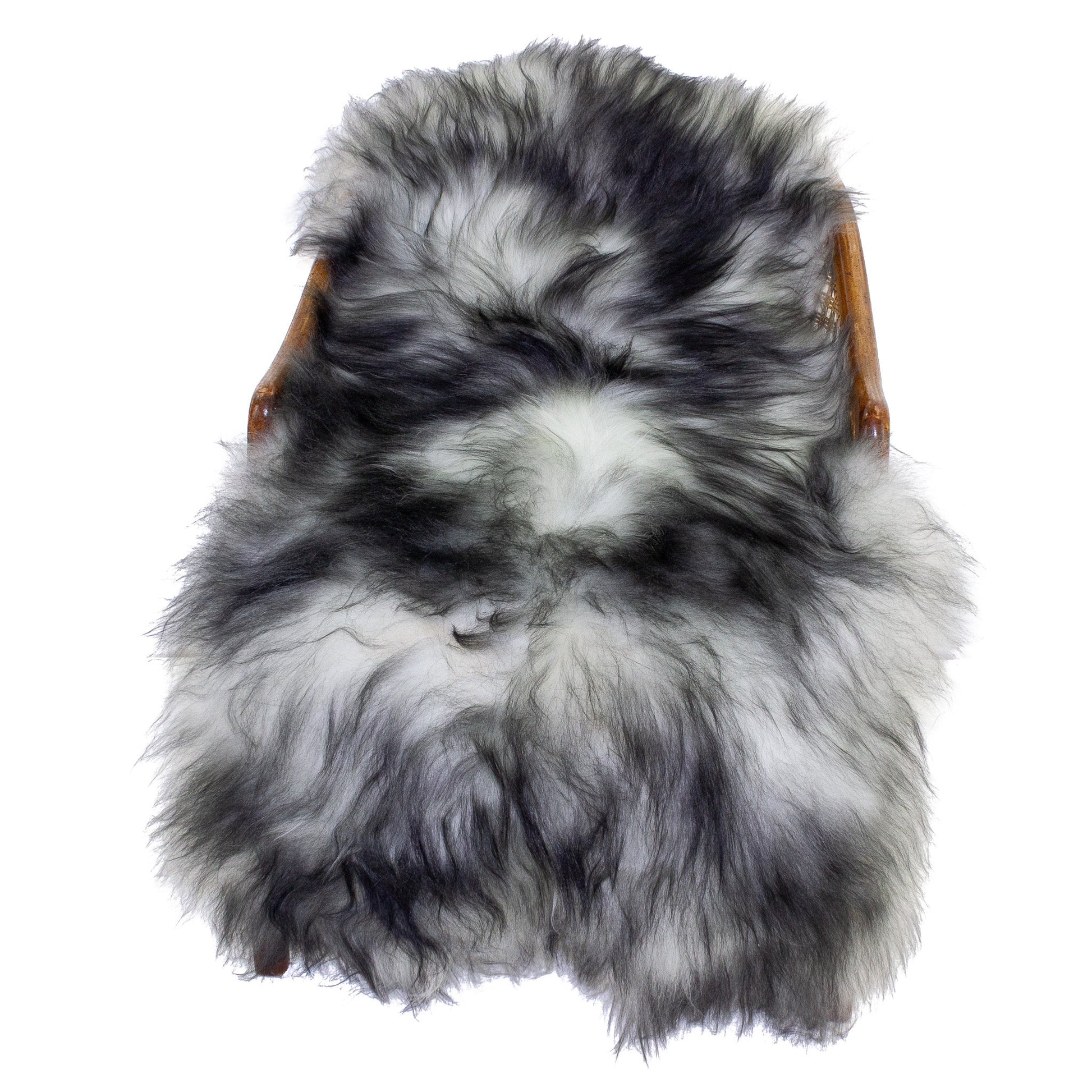 White w Black Dyed Tips Icelandic Sheepskin