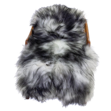 White w Black Dyed Tips Icelandic Sheepskin