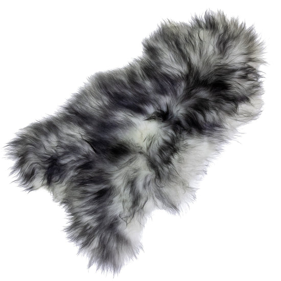 White w Black Dyed Tips Icelandic Sheepskin