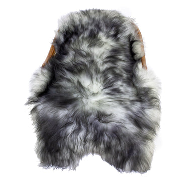 White w Black Dyed Tips Icelandic Sheepskin