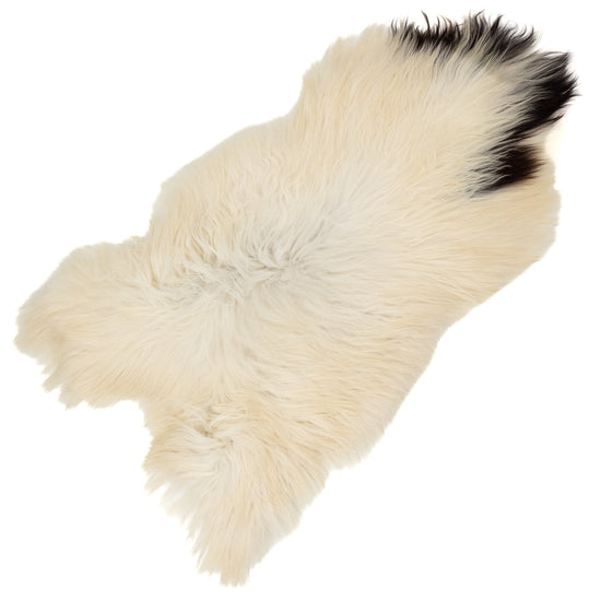 Ivory White w Black Piebald Icelandic Sheepskin Rug