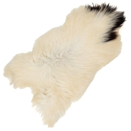Ivory White w Black Piebald Icelandic Sheepskin Rug