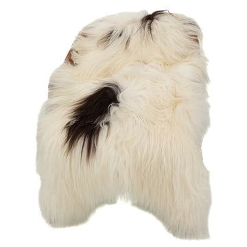 White w Black Spot Icelandic Sheepskin