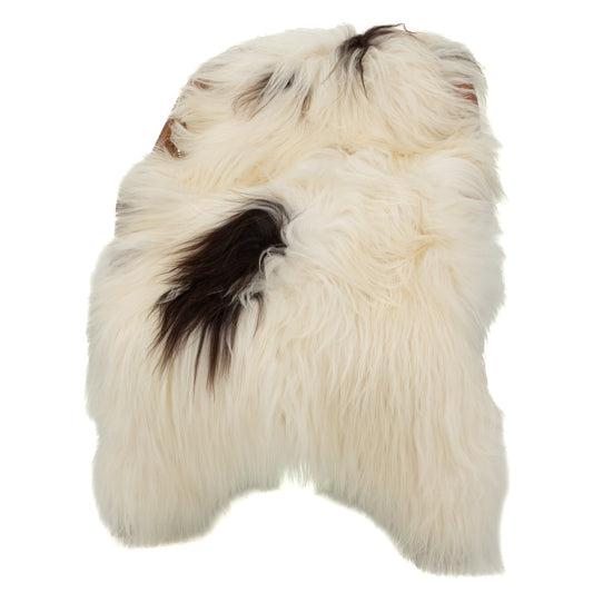 White w Black Spot Icelandic Sheepskin
