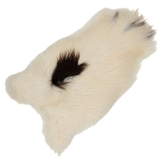 White w Black Spot Icelandic Sheepskin Rug