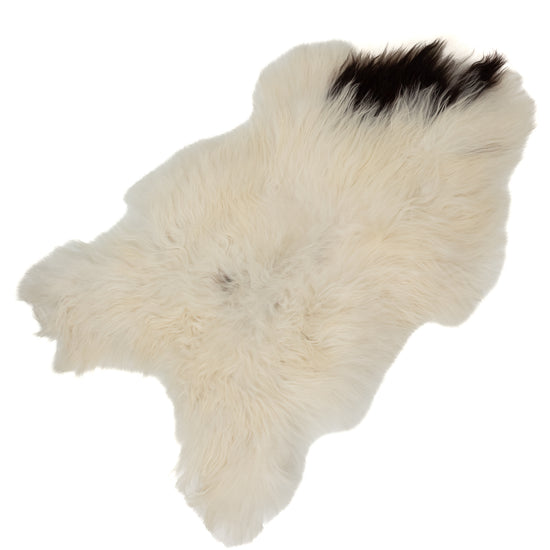 White w Black Spot Icelandic Sheepskin Rug