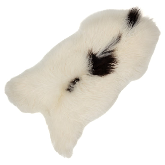 White w Black Spots Icelandic Sheepskin Rug