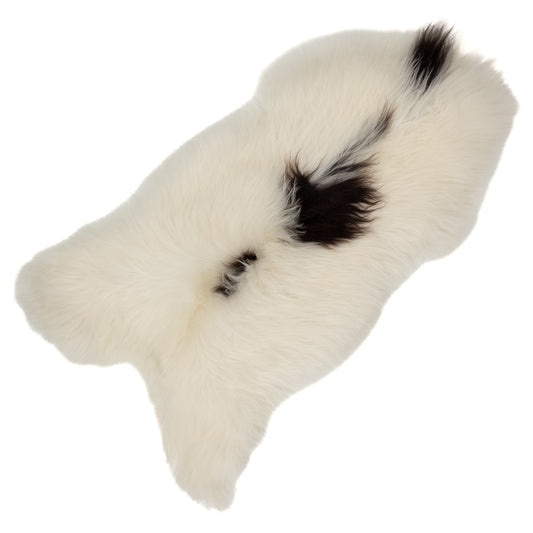 White w Black Spots Icelandic Sheepskin Rug