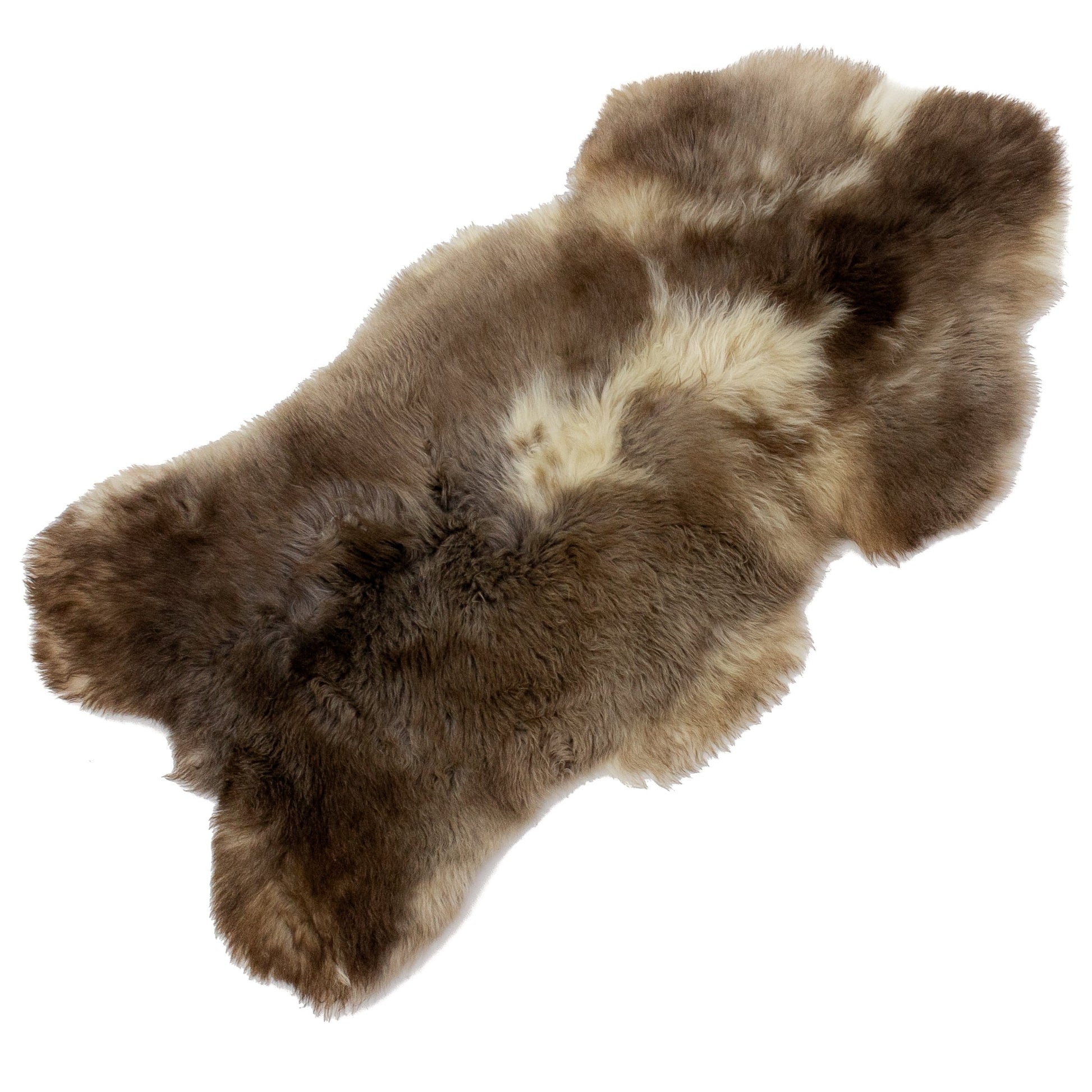 White Brown Gray Mix Medium Wool Swedish Sheepskin