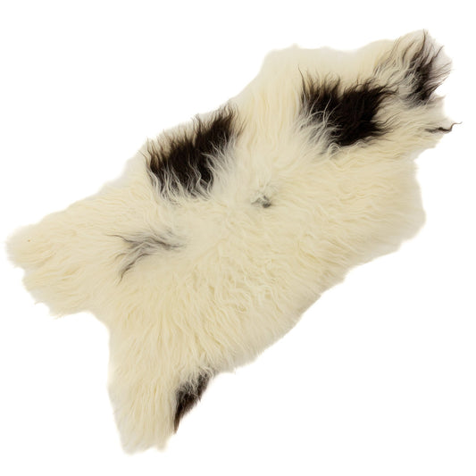 White w Dark Spots Icelandic Sheepskin