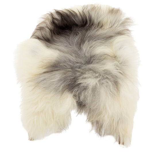 White w Gray Icelandic Sheepskin